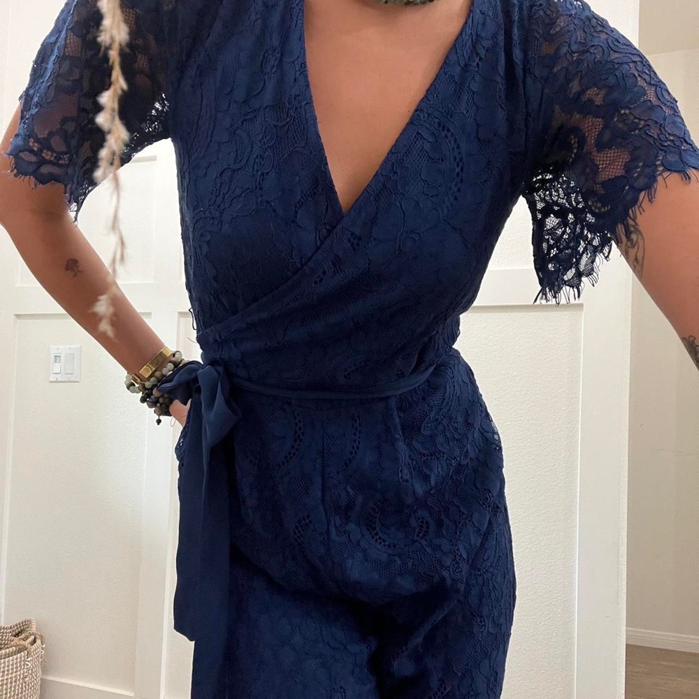 Navy blue lace jumpsuit size small